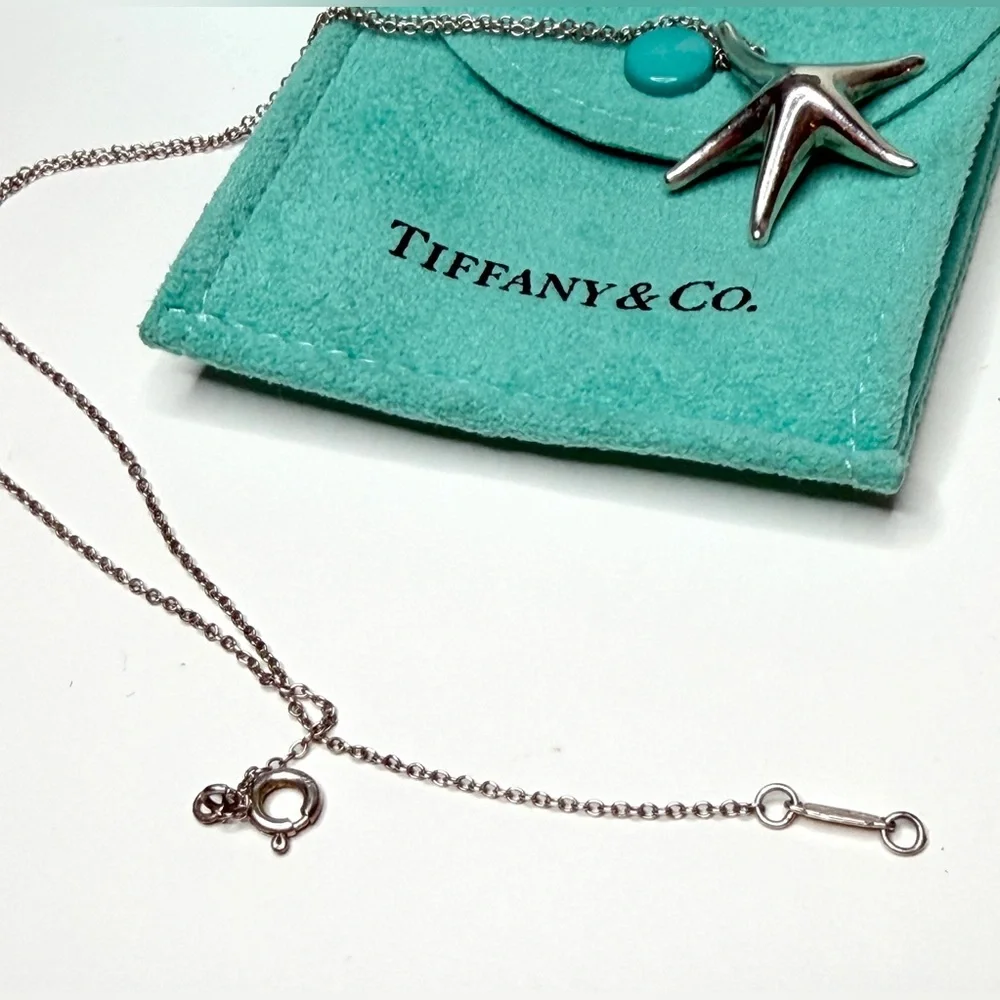 Tiffany & Co. 925 Silver Elsa Peretti Large 28mm Starfish Pendant  17" Necklace - Picture 7 of 9